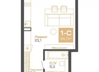 Квартира на продажу студия, 34.7 м2, Новосибирская область, улица Мусы Джалиля, 17