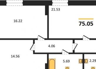 Продается двухкомнатная квартира, 75 м2, Воронеж, Донбасская улица, 25к2