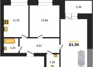 Продаю двухкомнатную квартиру, 61 м2, Воронеж, улица Курчатова, 26Б, Советский район