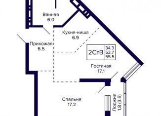 Продам 1-ком. квартиру, 55.5 м2, Новосибирская область, улица Фрунзе, с1