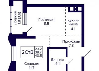 Продам 1-комнатную квартиру, 40.5 м2, Новосибирская область, улица Фрунзе, с1