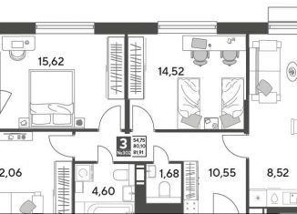 Продаю 3-ком. квартиру, 81.9 м2, Московская область