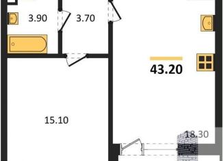 Продажа однокомнатной квартиры, 43.2 м2, Воронежская область, улица Фёдора Тютчева, 105