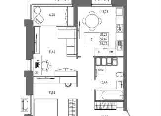 Продам 2-комнатную квартиру, 56 м2, Волгоград