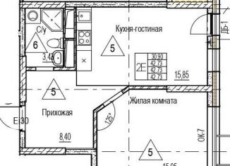 Продаю 1-ком. квартиру, 42.7 м2, Воронеж, Железнодорожный район, набережная Чуева, 7