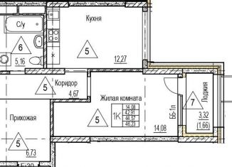 Продам 1-ком. квартиру, 44.6 м2, Воронеж, Железнодорожный район, набережная Чуева, 7