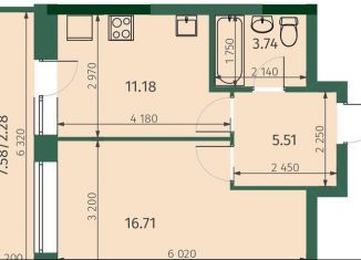 Продажа 1-ком. квартиры, 39.4 м2, Казань, Советский район