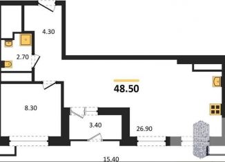 Продается 1-комнатная квартира, 48.5 м2, Воронеж