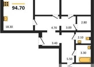 Продается трехкомнатная квартира, 94.7 м2, Воронеж, улица Фёдора Тютчева, 105, Железнодорожный район