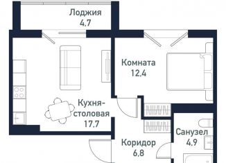 Продажа однокомнатной квартиры, 41.8 м2, Челябинская область