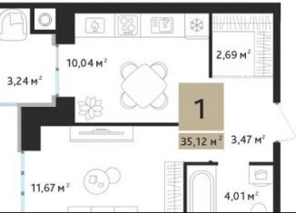 1-ком. квартира на продажу, 35.1 м2, село Дядьково