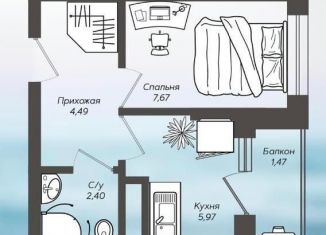 1-комнатная квартира на продажу, 21.3 м2, Сочи, микрорайон Бытха, жилой комплекс Кислород, 11