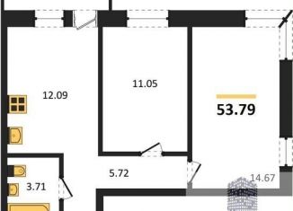 Продам 2-комнатную квартиру, 53.8 м2, Воронеж, Левобережный район