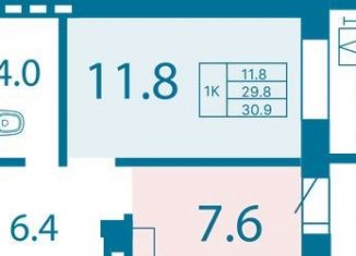 Продается 1-комнатная квартира, 30.9 м2, Красноярск, Ключевская улица