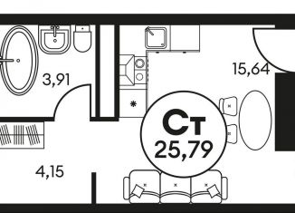 Продаю квартиру студию, 25.8 м2, Ростовская область