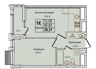 Однокомнатная квартира на продажу, 38.3 м2, Нижегородская область