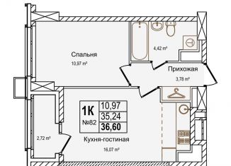 Однокомнатная квартира на продажу, 36.6 м2, Нижний Новгород