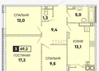 Сдам 3-ком. квартиру, 70 м2, Ростовская область, Берберовская улица, 28с1