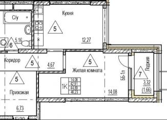 Продам 1-комнатную квартиру, 44.6 м2, Воронежская область, набережная Чуева, 7