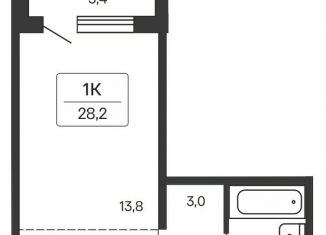 Продаю квартиру студию, 28.2 м2, Новосибирск, улица Сибиряков-Гвардейцев, 53/10