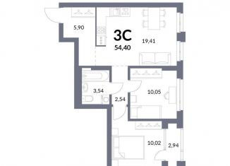 2-ком. квартира на продажу, 51.7 м2, Новосибирск, Горская улица, 2/1