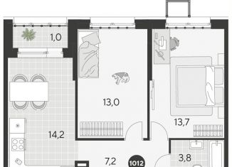 2-ком. квартира на продажу, 52.9 м2, Омск