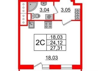 Продажа квартиры студии, 24.1 м2, Санкт-Петербург, муниципальный округ Невский