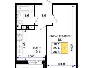 Продам однокомнатную квартиру, 36.6 м2, Краснодар, ЖК Дыхание