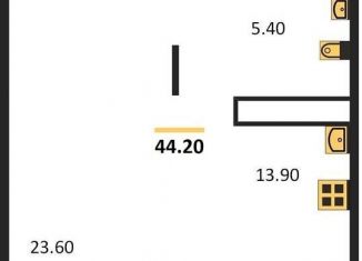 1-комнатная квартира на продажу, 44.2 м2, Воронеж, Центральный район, улица Шишкова, 140Б/17