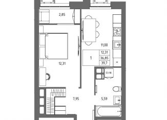 Продам 1-комнатную квартиру, 39.7 м2, Волгоград, Дзержинский район