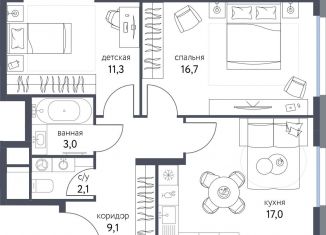 2-ком. квартира на продажу, 59.2 м2, Москва, Тагильская улица, 4В