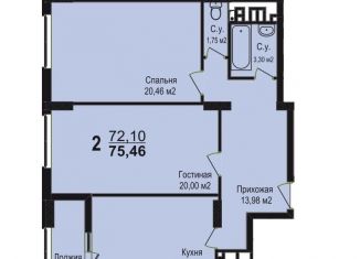 2-ком. квартира на продажу, 75.5 м2, Саратовская область, улица имени С.Ф. Тархова, 29Б/1