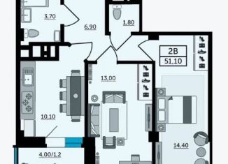 Продам 2-ком. квартиру, 51 м2, Ростов-на-Дону, Первомайский район, Раздорская улица, 4