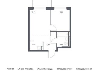 Продаю 1-комнатную квартиру, 34.6 м2, село Ям, жилой комплекс Прибрежный Парк, 7.1