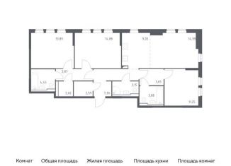 Трехкомнатная квартира на продажу, 95 м2, Москва, жилой комплекс Остафьево, к19