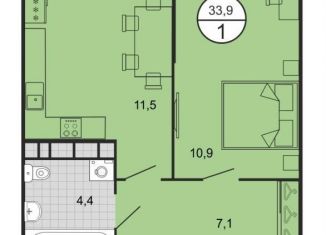 Продается 1-комнатная квартира, 33.9 м2, Михайловск, переулок Ландышей, 4