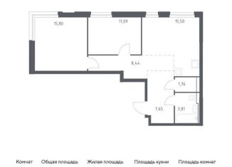 Продам 2-ком. квартиру, 64.1 м2, Москва, жилой комплекс Квартал Герцена, к2, район Бирюлёво Восточное