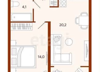 Продам 1-комнатную квартиру, 42.5 м2, Тюмень