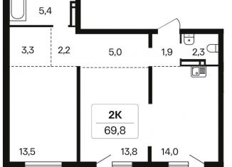 Продается 2-ком. квартира, 69.8 м2, Новосибирская область, Игарская улица, 5