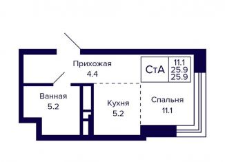 Продажа квартиры студии, 25.9 м2, Новосибирск, Красносельская улица, Октябрьский район