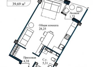 Продается 1-ком. квартира, 41.6 м2, Севастополь, улица Лётчиков, 10