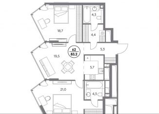 Продам двухкомнатную квартиру, 83.2 м2, Москва, метро Серпуховская, Шлюзовая набережная, 2/1с1