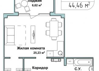 Продам 1-комнатную квартиру, 44.1 м2, Севастополь