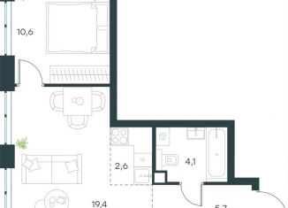 Продажа 1-комнатной квартиры, 42.4 м2, Москва, метро Мичуринский проспект