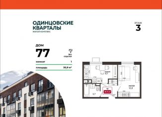 Однокомнатная квартира на продажу, 30.9 м2, деревня Солманово