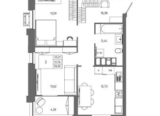 Продам 2-ком. квартиру, 56 м2, Волгоград, Дзержинский район