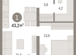 Продаю 1-комнатную квартиру, 43.2 м2, Екатеринбург, метро Чкаловская