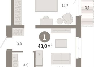 Однокомнатная квартира на продажу, 42.9 м2, Свердловская область