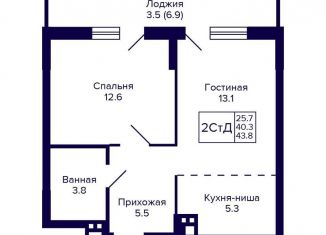 Продажа 2-комнатной квартиры, 43.8 м2, Новосибирская область, улица Коминтерна, 1с