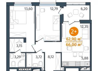 Продаю 2-ком. квартиру, 62.9 м2, Тюмень, улица Тимофея Кармацкого, 17